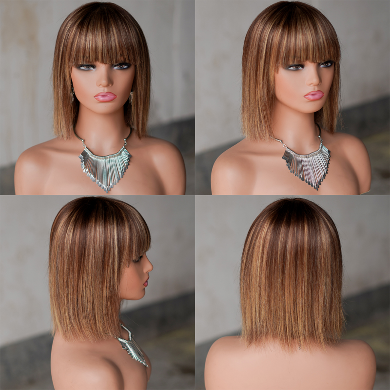 Short pixie wig with bang Machine Made 100% human hair wig :wholesale MOQ 5 Pcs