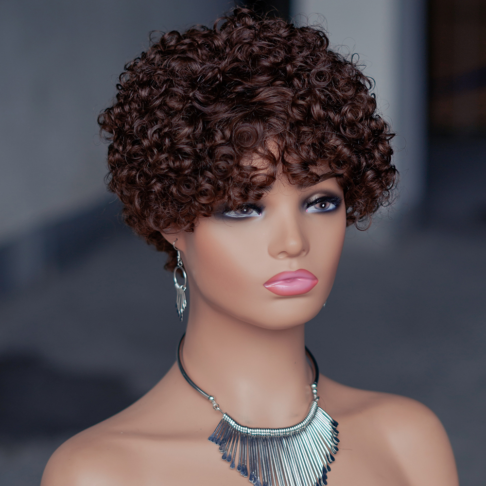 10 COLORS No lace short PIXIE wig Machine Made 100% human hair wig :wholesale MOQ 5 Pcs