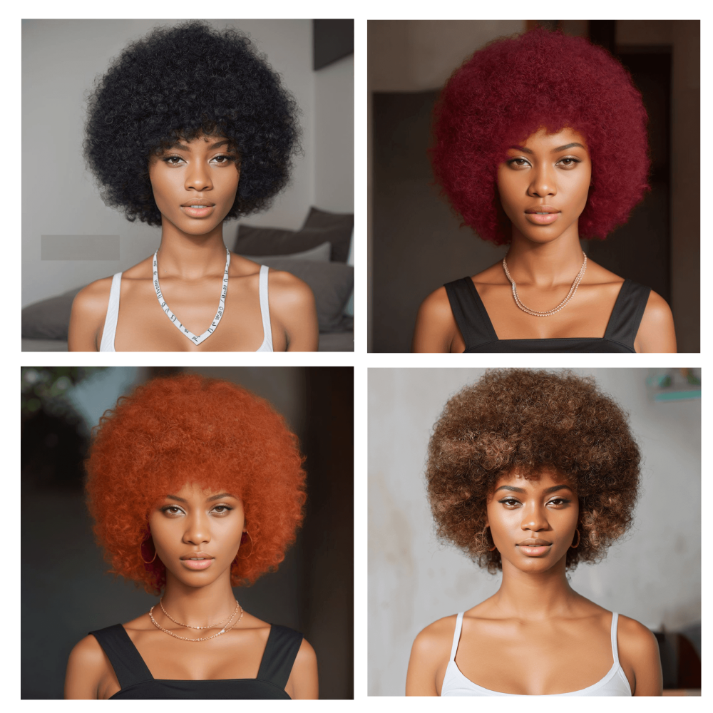 10" Afro wig with bang Machine Made 100% human hair wig