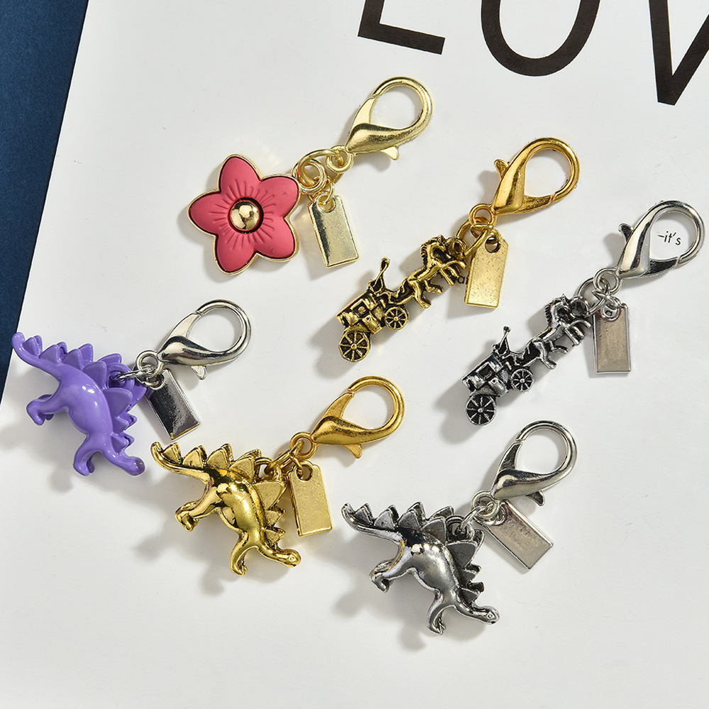 Creative Mini Pendant Keychain Dinosaur / Flower / Carriage Shape Personalized Bag Pendant Small Gift