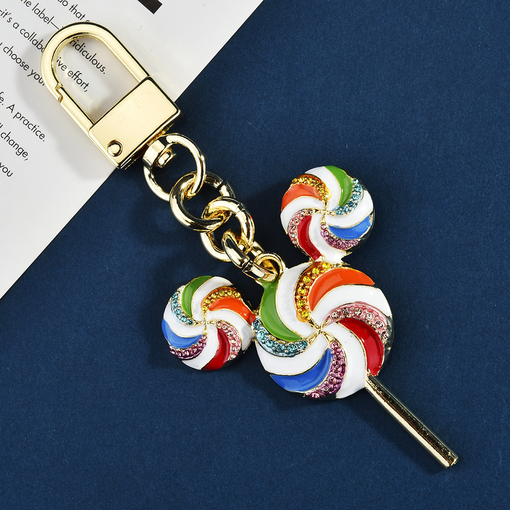 Diamond-encrusted Mickey Lollipop keychain Cartoon creative bag pendant Fashion pendant small gift