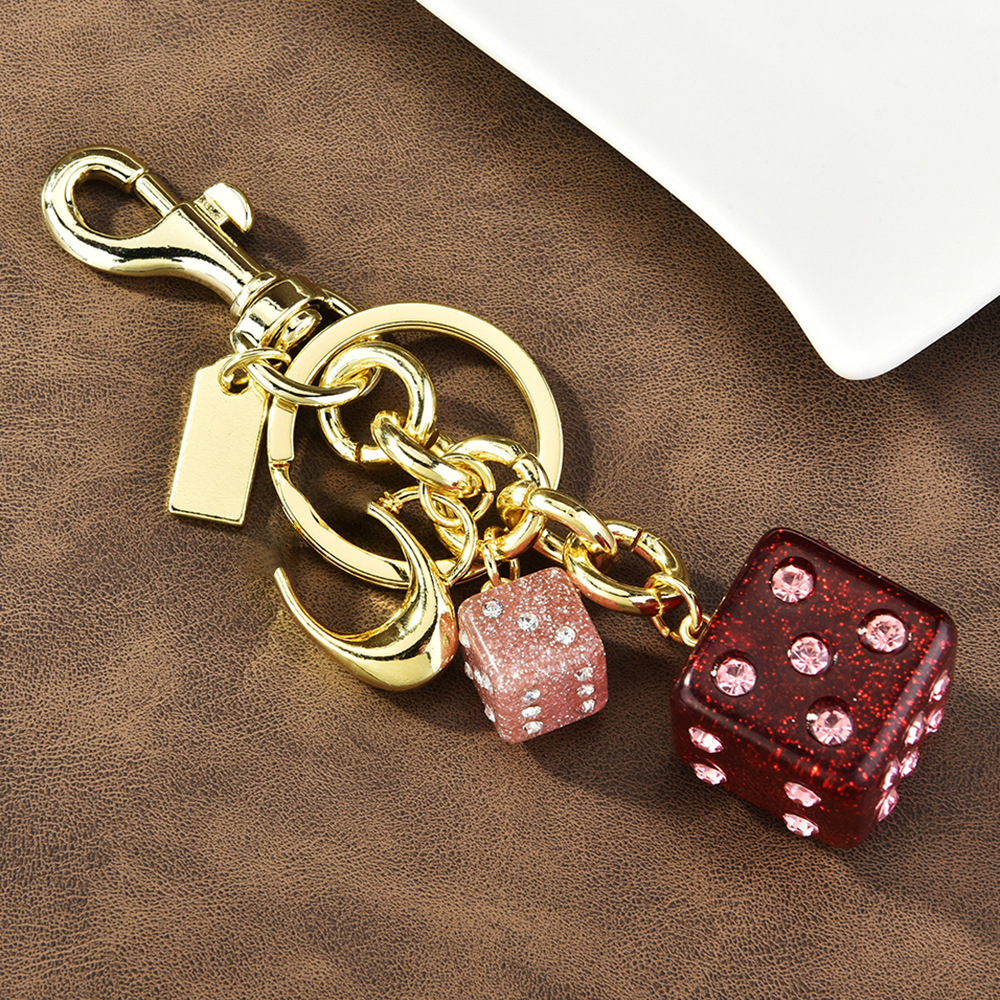 Creative sparkling diamond dice keychain, fashion bag pendant, personalized pendant small gifts