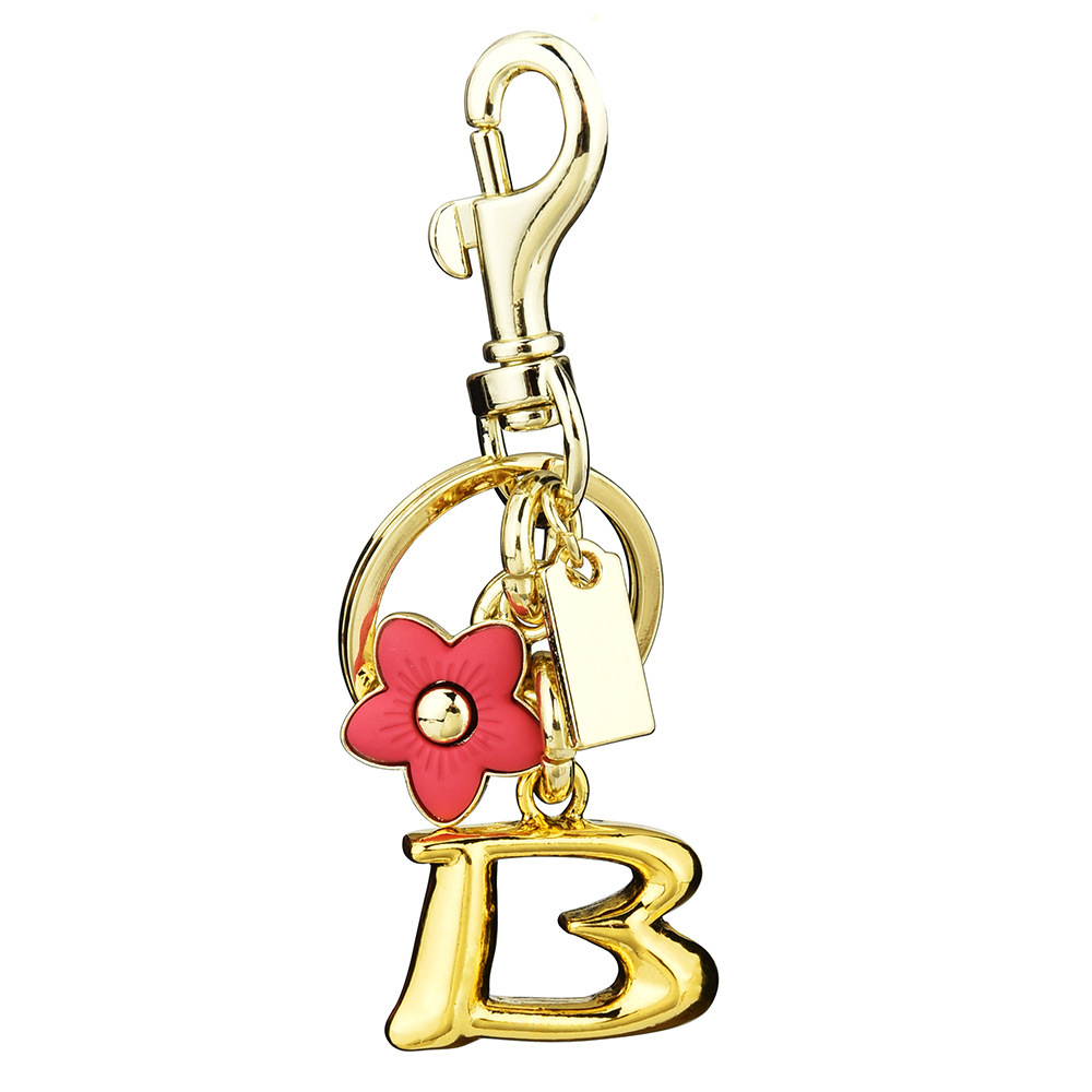 Letter B Flower keychain Delicate gold charm Fashion bag pendant