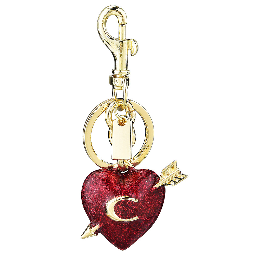 Fashionable heart arrow keychain Shiny red heart pendant Trendy bag pendant