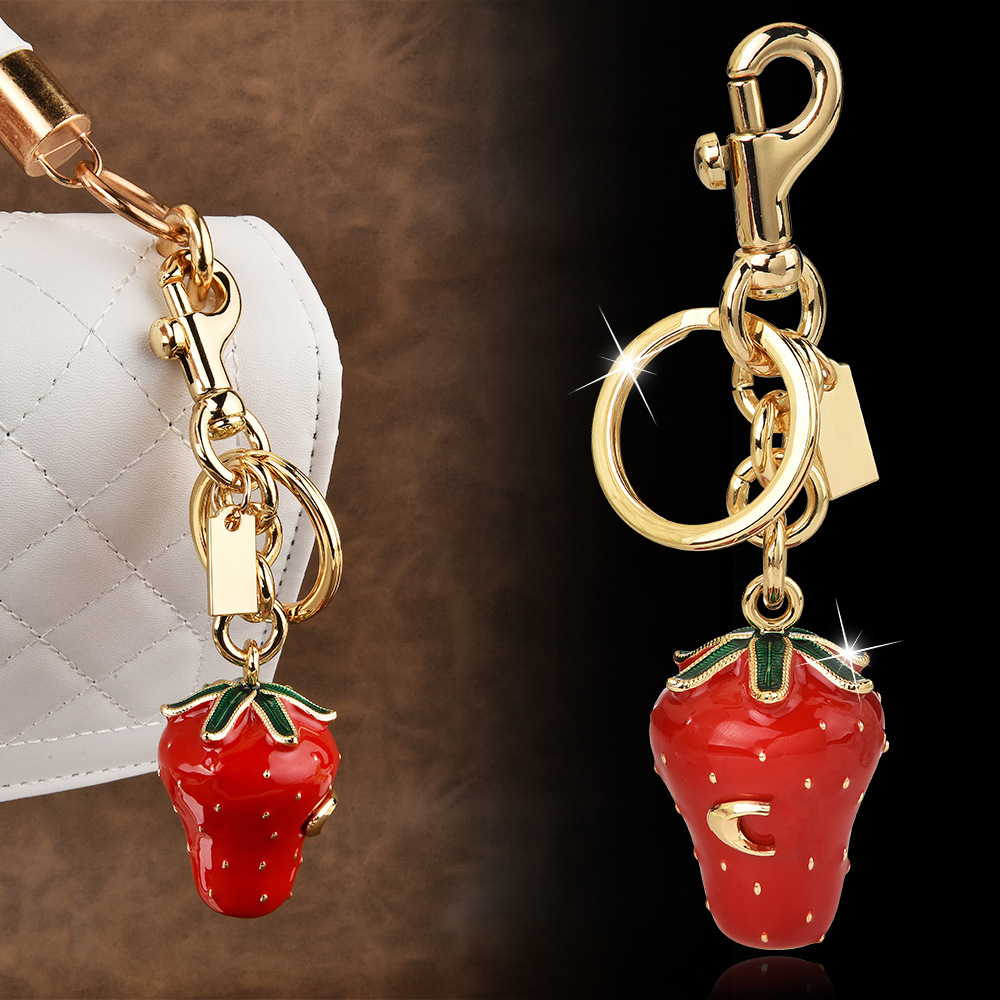 Enamel strawberry keychain | Put the "Sweet Cool Little Strawberry" in your bag