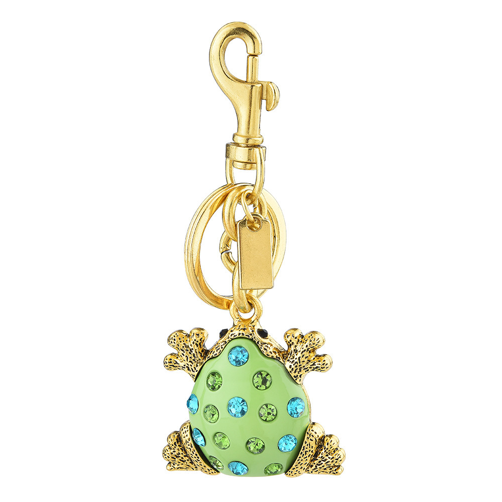 Diamond-encrusted frog keychain | Put the "Fun Little Lucky" hanging bag on it