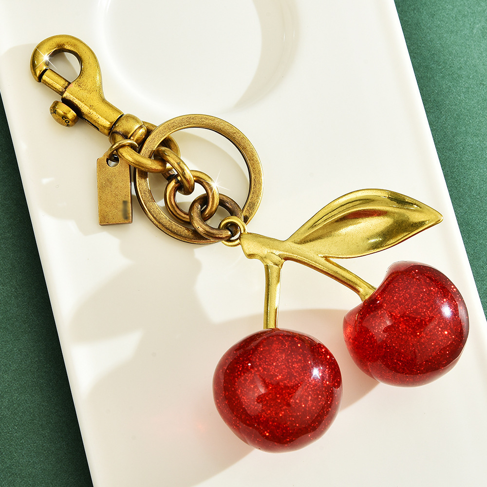 Vintage cherry keychain | Shining sweet and cool style, the bag is a little lucky