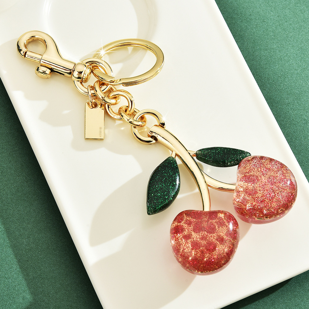 Vintage cherry keychain | Shining sweet and cool style, the bag is a little lucky