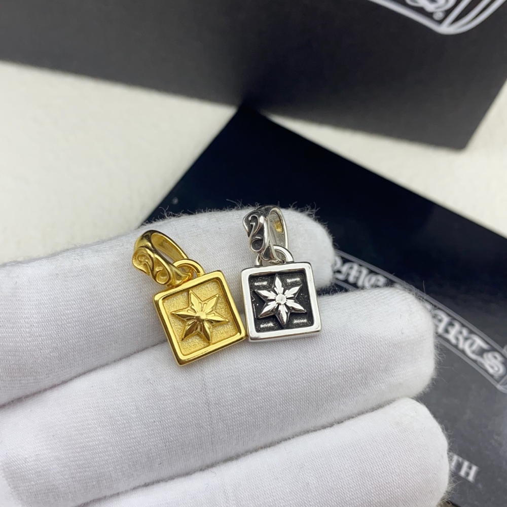 Croxin style square heart pendant gold and silver two-color trend pendant necklace bracelet DIY accessories