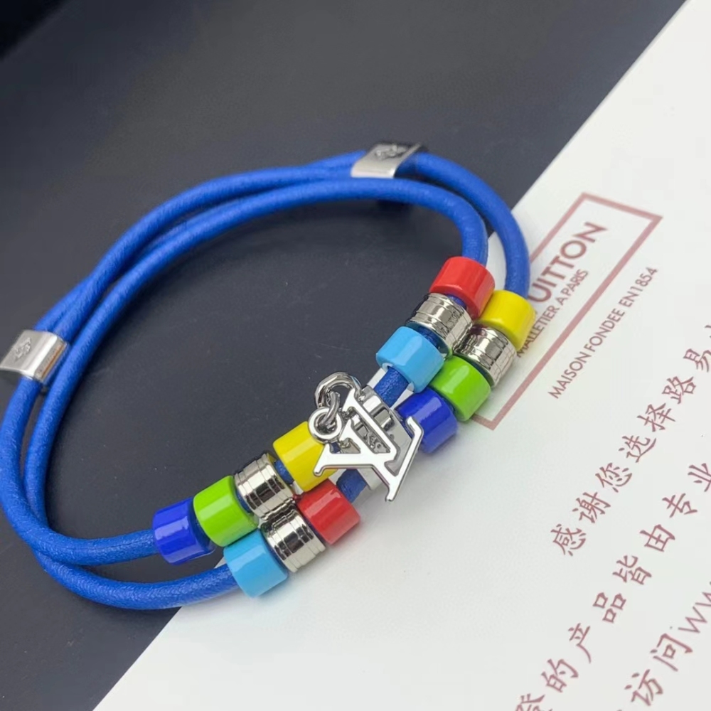Colorful beaded multi-layer leather rope bracelet Fashion personality contrast bracelet Trendy jewelry