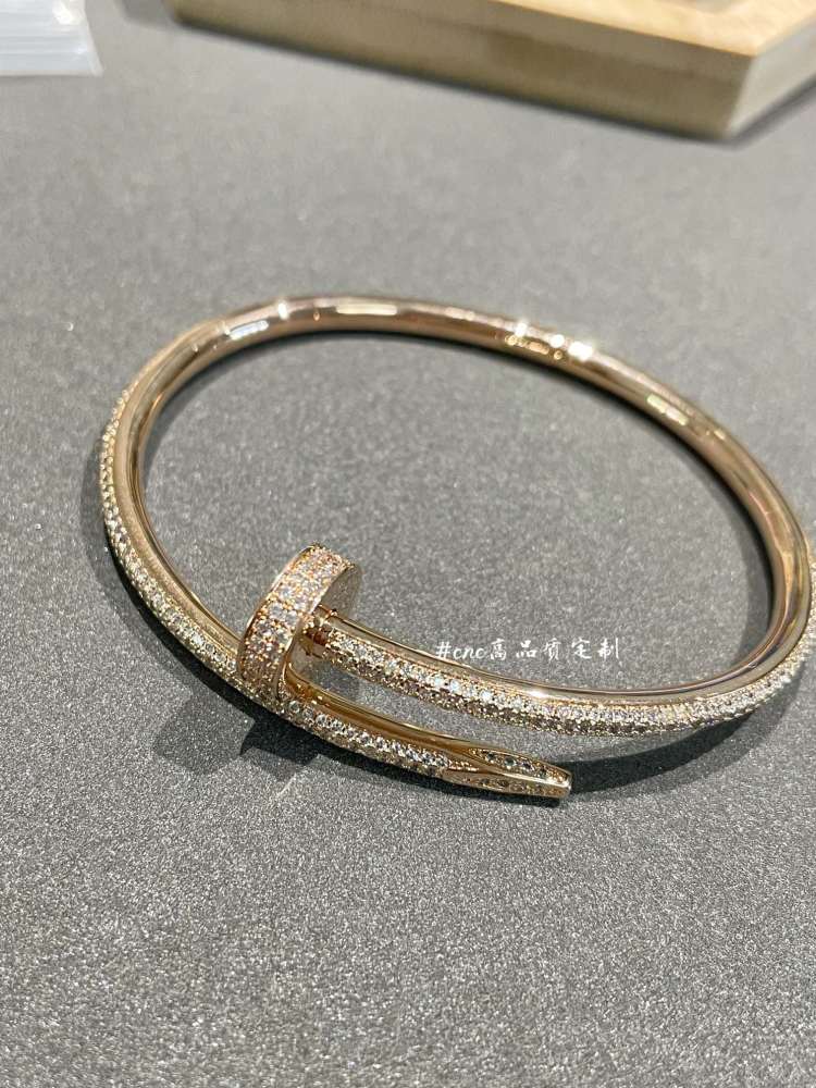 Cartier-style nail-full diamond bracelet rose gold sparkle bracelet High-end custom jewelry