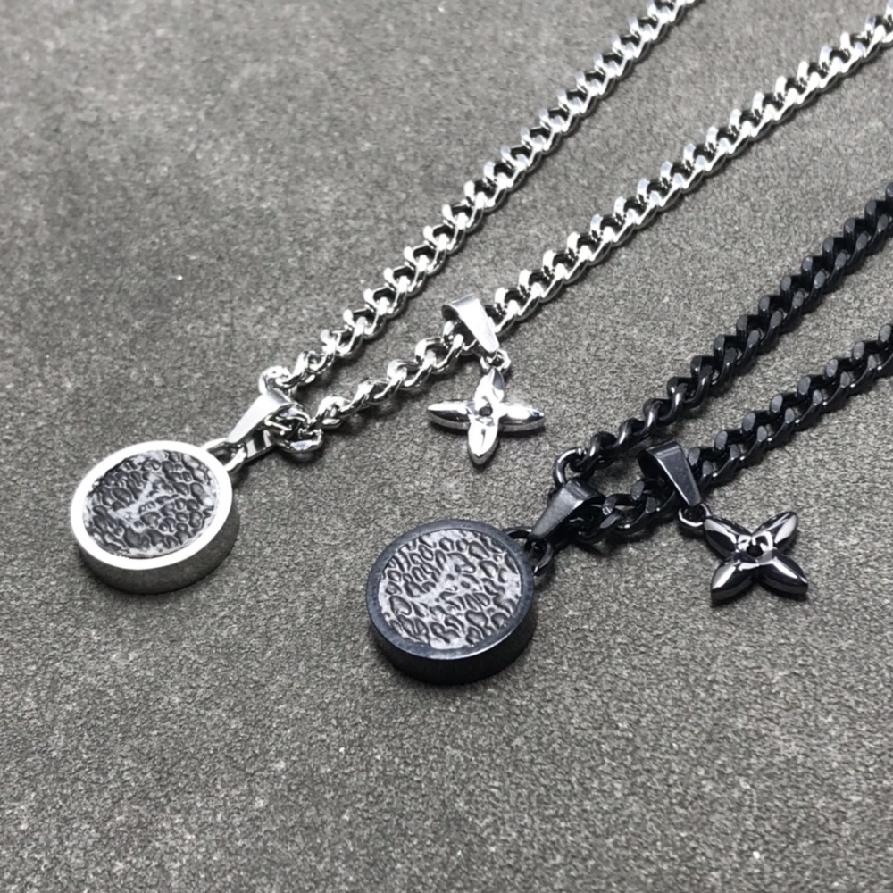 Trendy doji round brand necklace dual material chain necklace personalized street jewelry