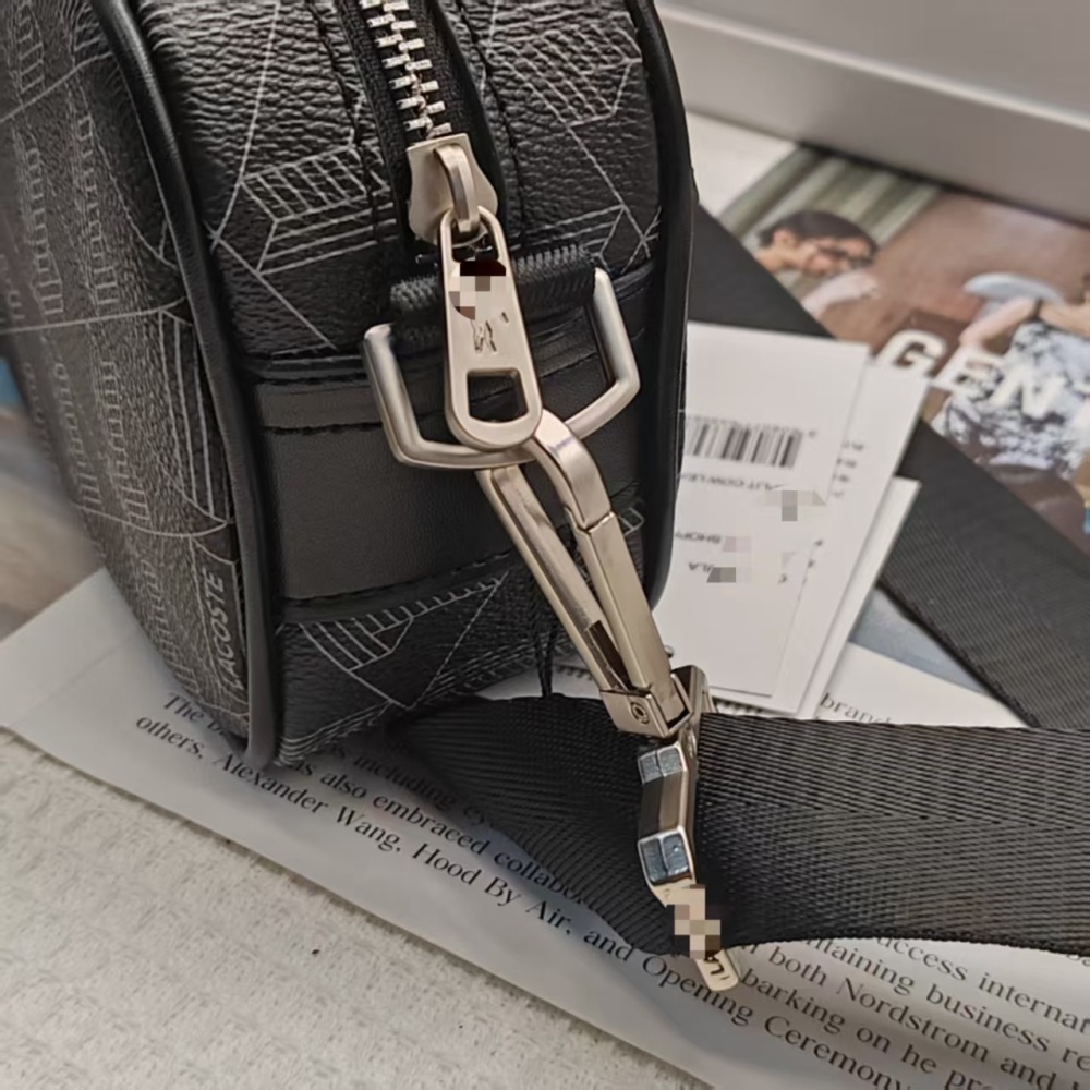 Excellent texture! LACOSTE style geometric print crossbody bag that combines style and quality.