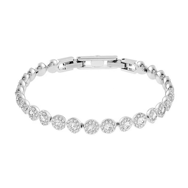 Sparkling group diamond bracelet Simple and stylish silver bracelet