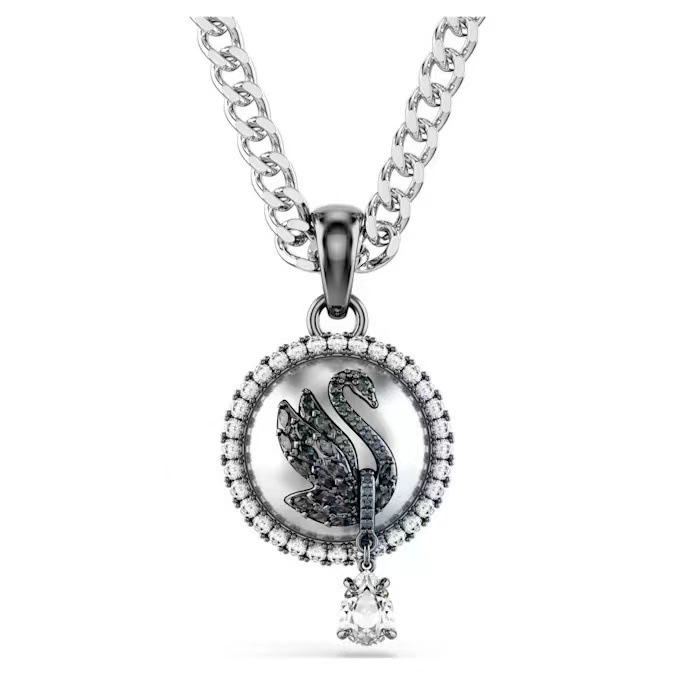 Elegant black swan diamond necklace A stylish statement accessory
