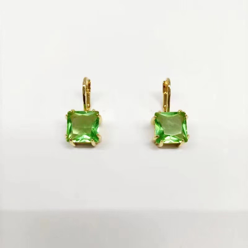 Elegant square citron gold earrings Vintage fashion earrings