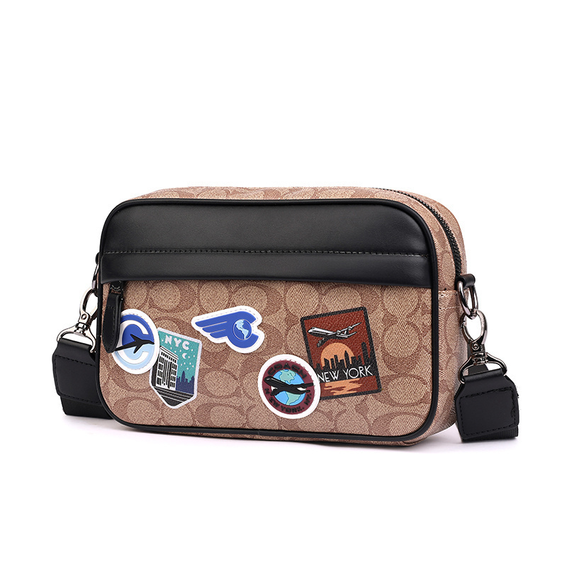 COACH Classic Presbyon Leather Shoulder Crossbody Bag Men's Fashion Versatile Camera Bag