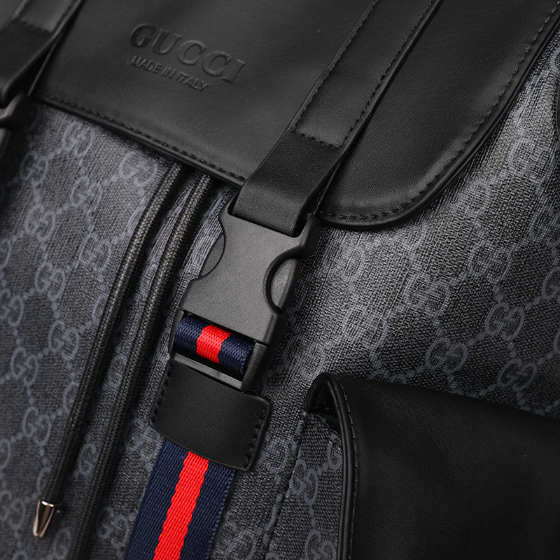 GUCCI Classic Double G Presbyopia Backpack Webbing Embellished Large Capacity Backpack