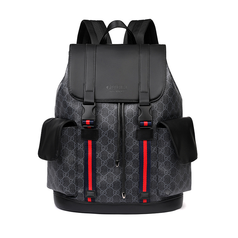 GUCCI Classic Double G Presbyopia Backpack Webbing Embellished Large Capacity Backpack