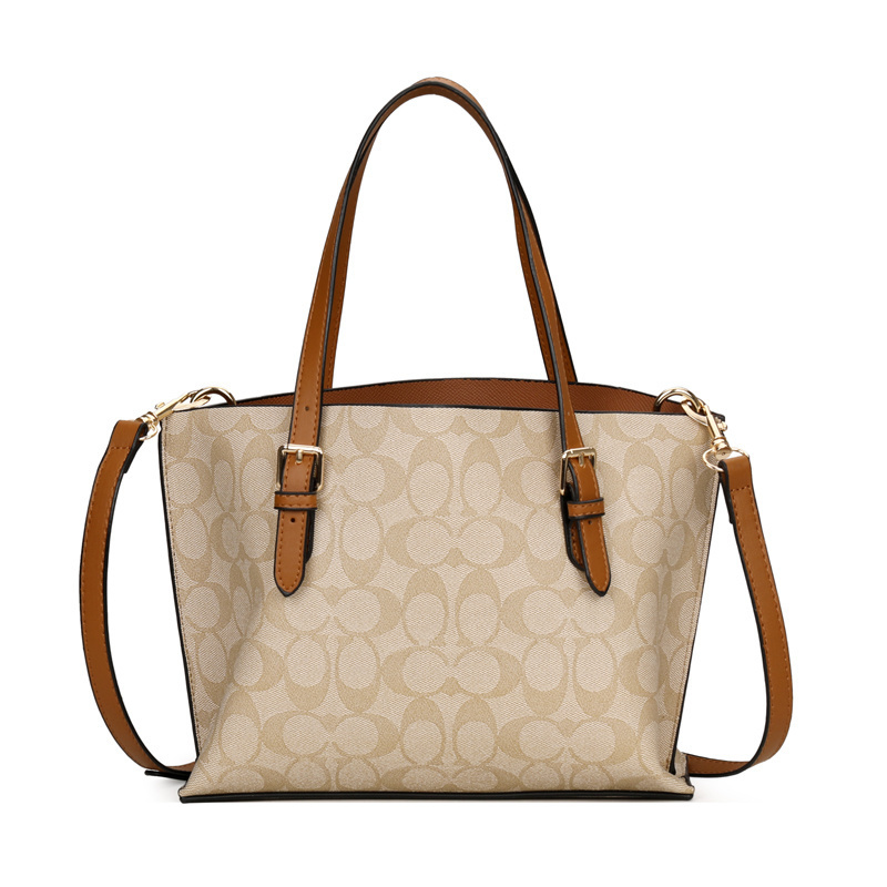 COACH classic old flower colour-blocking tote bag Large capacity hand-to-hand crossbody women's bag