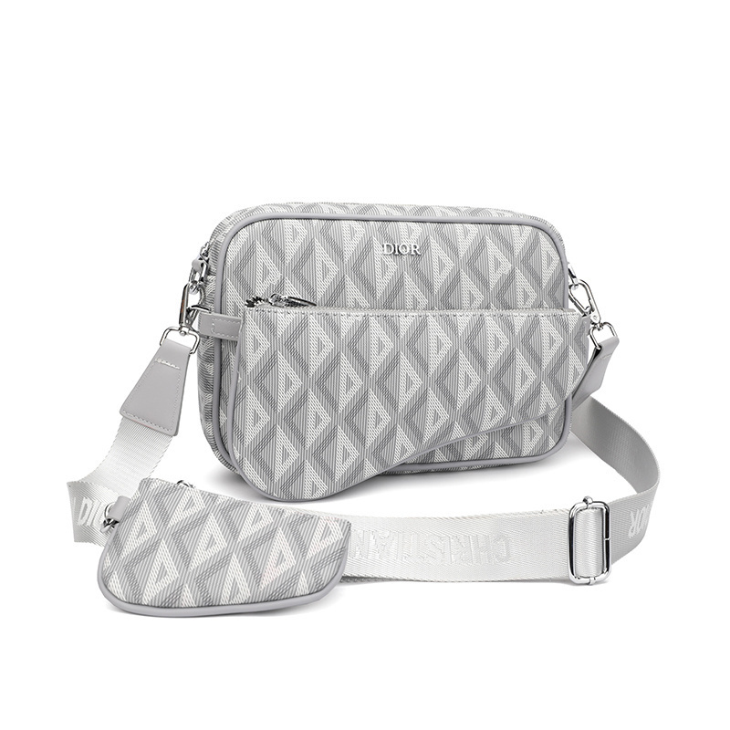 DIOR grey geometric print shoulder crossbody bag