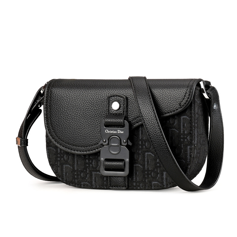 DIOR Black Grained Leather Crossbody Bag