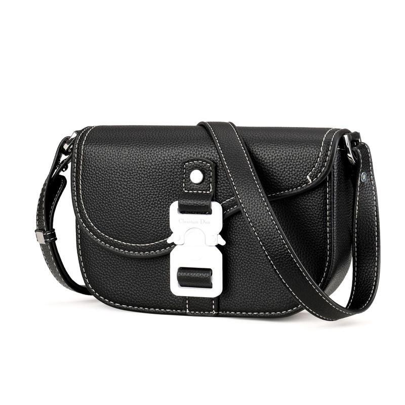 DIOR Black Grained Leather Crossbody Bag