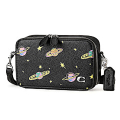 COACH Black Starry Sky Theme Print Shoulder Crossbody Camera Bag