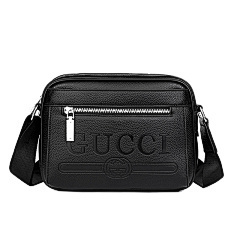 GUCCI Black Embossed One Shoulder Crossbody Bag