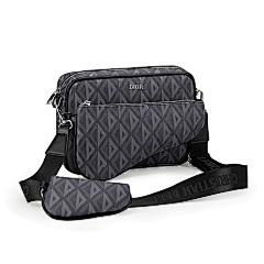 DIOR grey geometric print shoulder crossbody bag