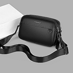 COACH Black Leather One Shoulder Crossbody Camera Bag