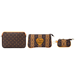 Louis Vuitton Monogram heart patch pouch