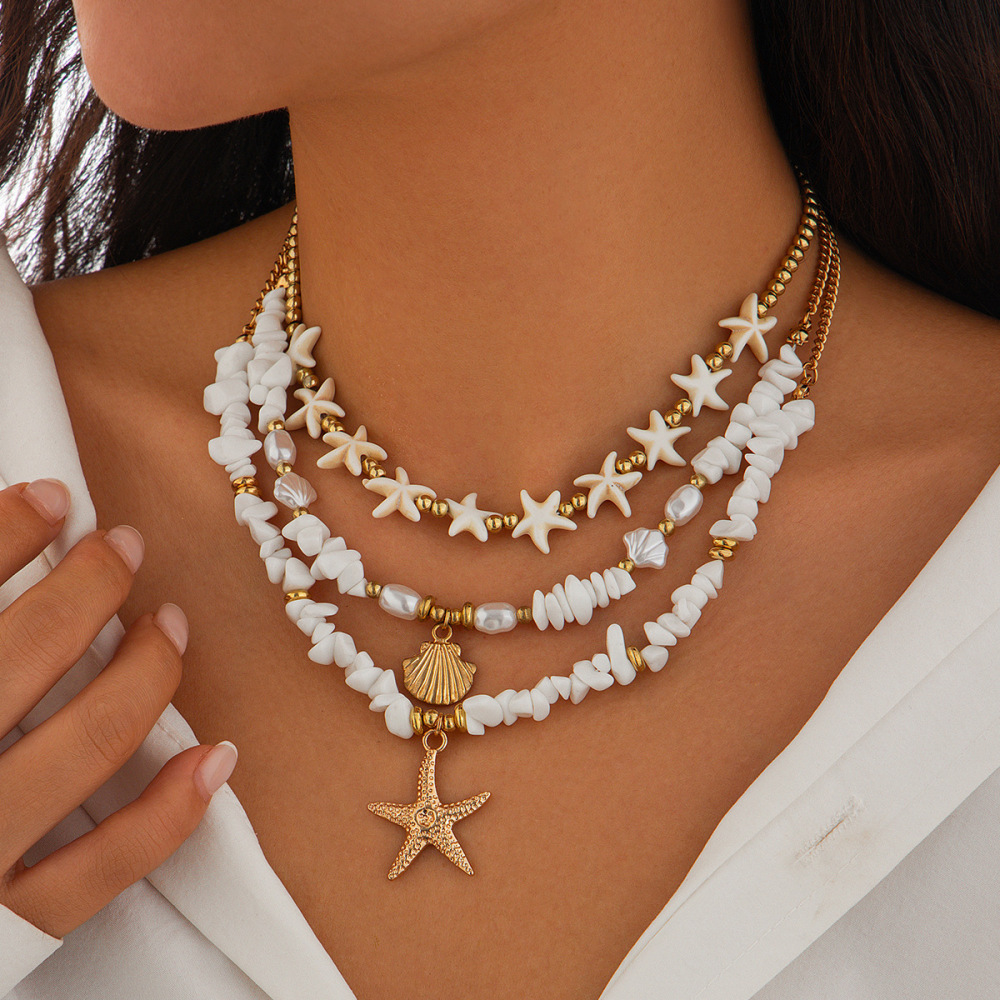 Shell stacking necklace set