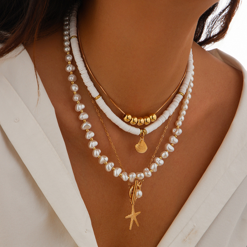 Shell stacking necklace set