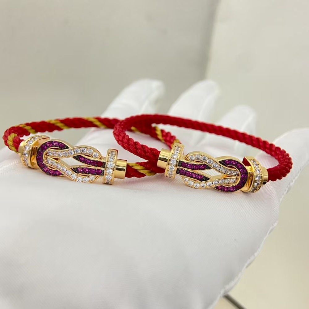[Luxury Collections] Fred Knot Series Ruby Diamond Red Rope Bracelet French High Luxury Jewelry Symbol of Power and Elegance
