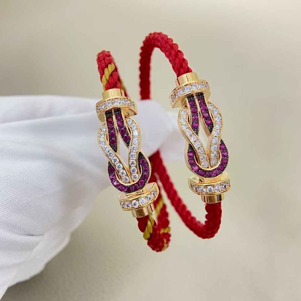 [Luxury Collections] Fred Knot Series Ruby Diamond Red Rope Bracelet French High Luxury Jewelry Symbol of Power and Elegance