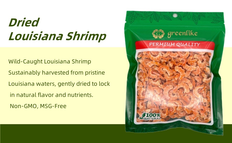 Premium Dried Louisiana Shrimp | Sustainably Harvested, No Additives | 6oz/16oz (1 lb) Bag