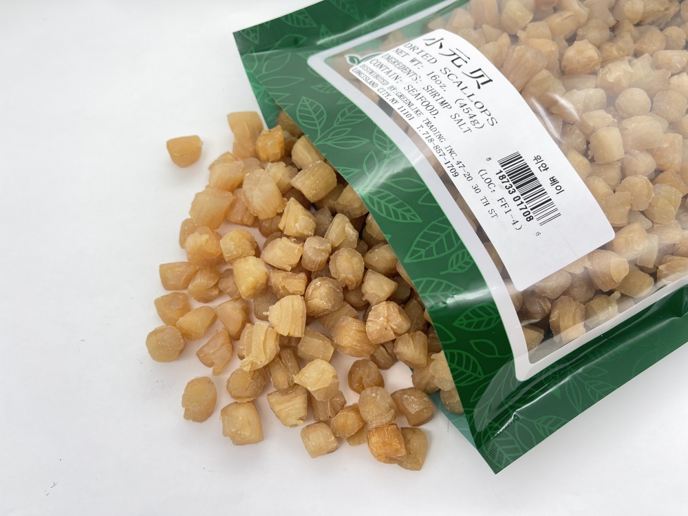 Premium Dried Scallop 8oz - Whole Muscle Conpoy for Soup & Broths, Resealable Bag (Large & Petite Sizes, Ocean-Fresh Flavor) 青島貝, 干贝