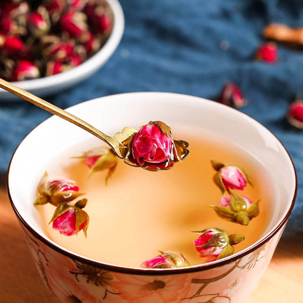 Premium Dried Golden-Edged Roses - 金边玫瑰, Whole Petals for Tea, Baking & Culinary Art, Resealable Bag (Sulphur-Free)