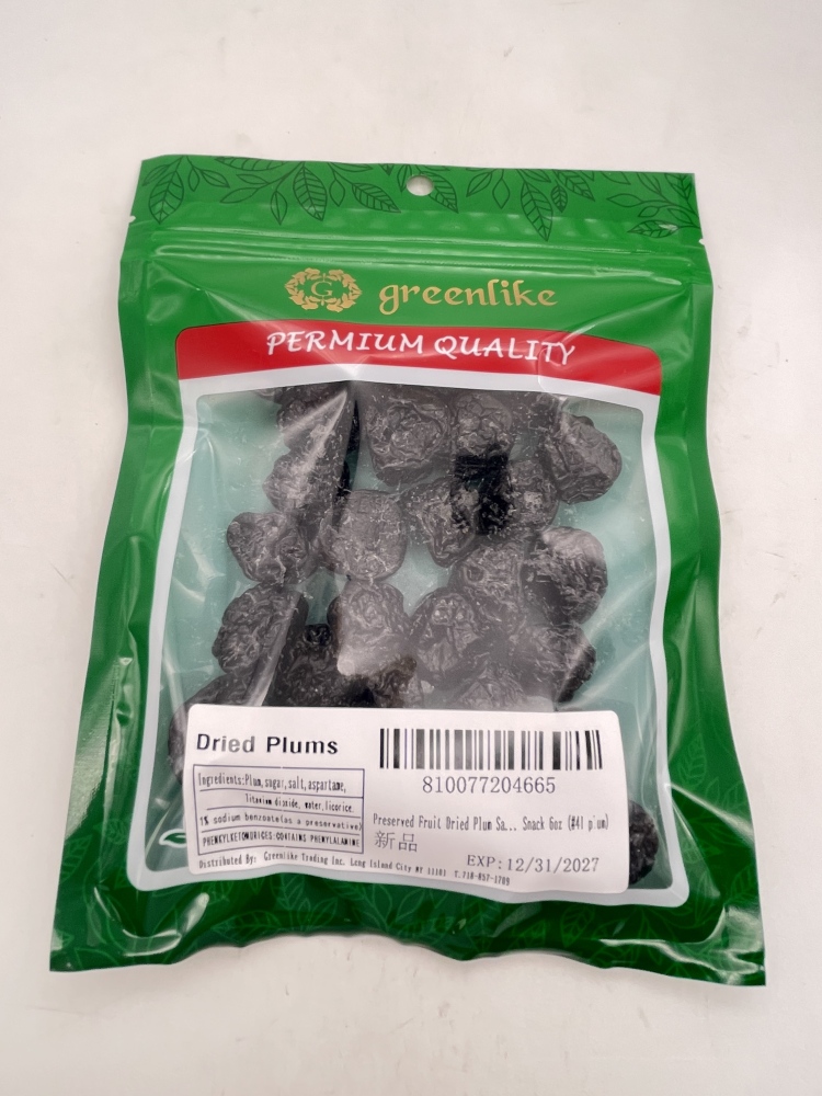 Preserved Fruit - Dried Plum - Salty Sweet and Sour Plum - (Seedless) plum 话梅(肉) 6 oz