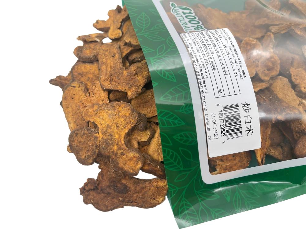 Atractylodes Bai Zhu 白术 - Premium Chinese Dried Herbs - Atractylodes Rhizome Tea - Cut Slices Bai Zhu - Natural Herbal Tea 炒白术 16 OZ