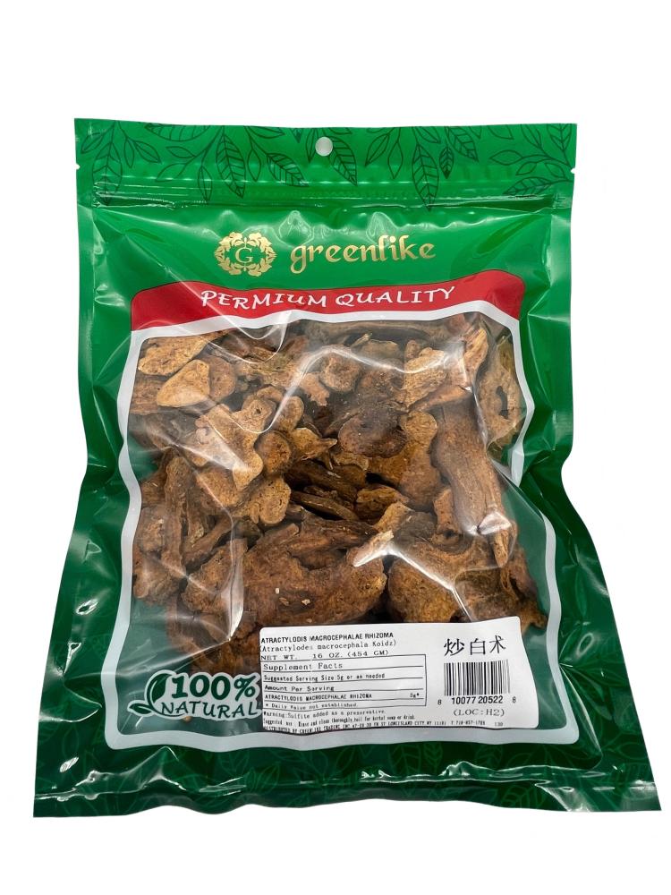 Atractylodes Bai Zhu 白术 - Premium Chinese Dried Herbs - Atractylodes Rhizome Tea - Cut Slices Bai Zhu - Natural Herbal Tea 炒白术 16 OZ