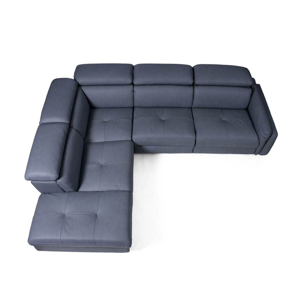 Yianni 四座全真皮電動功能右貴妃儲物梳化