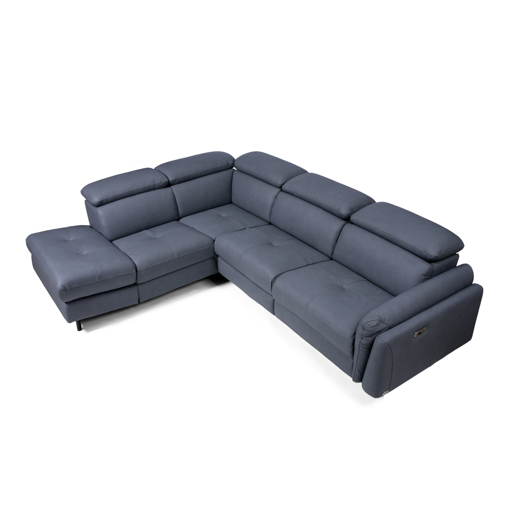 Yianni 四座全真皮電動功能右貴妃儲物梳化