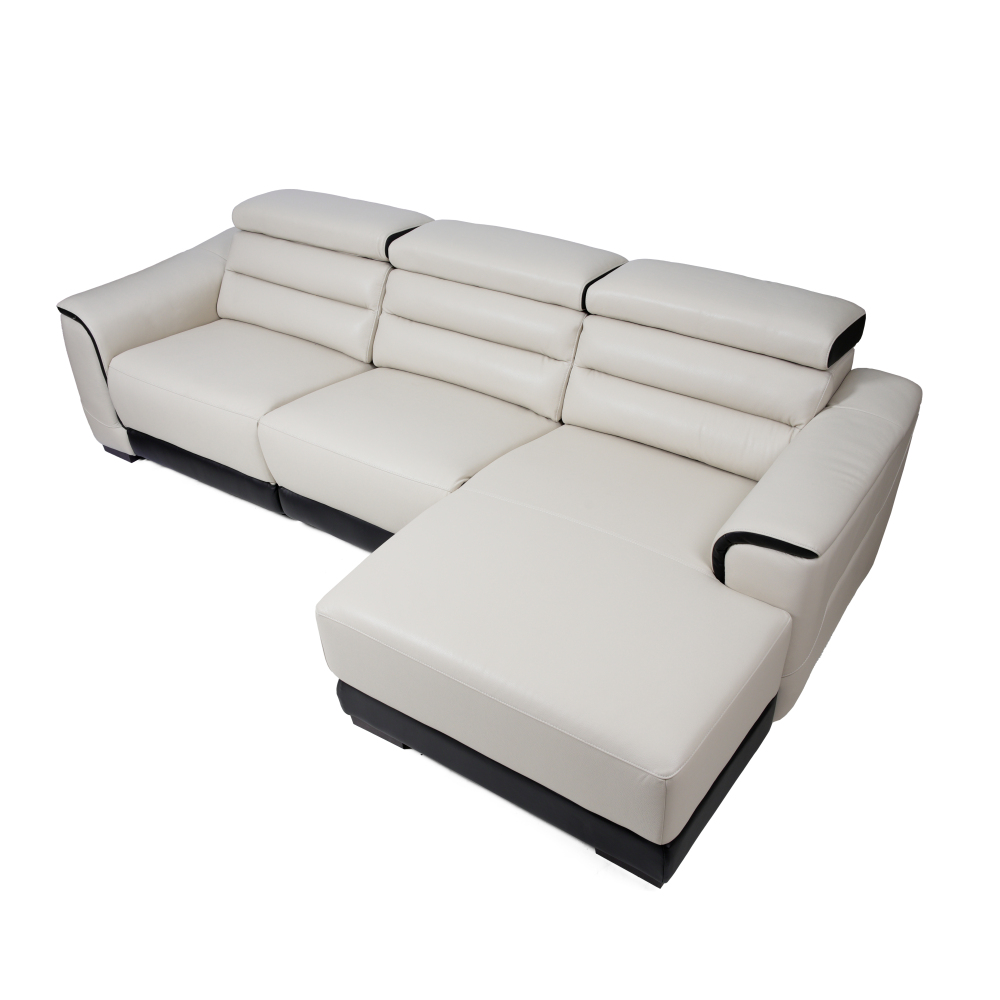 ZITA 四座全真皮右貴妃電動功能梳化