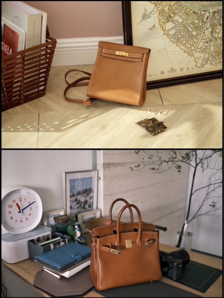 Hermes Kelly backpack, another excellent couple's bag, golden brown