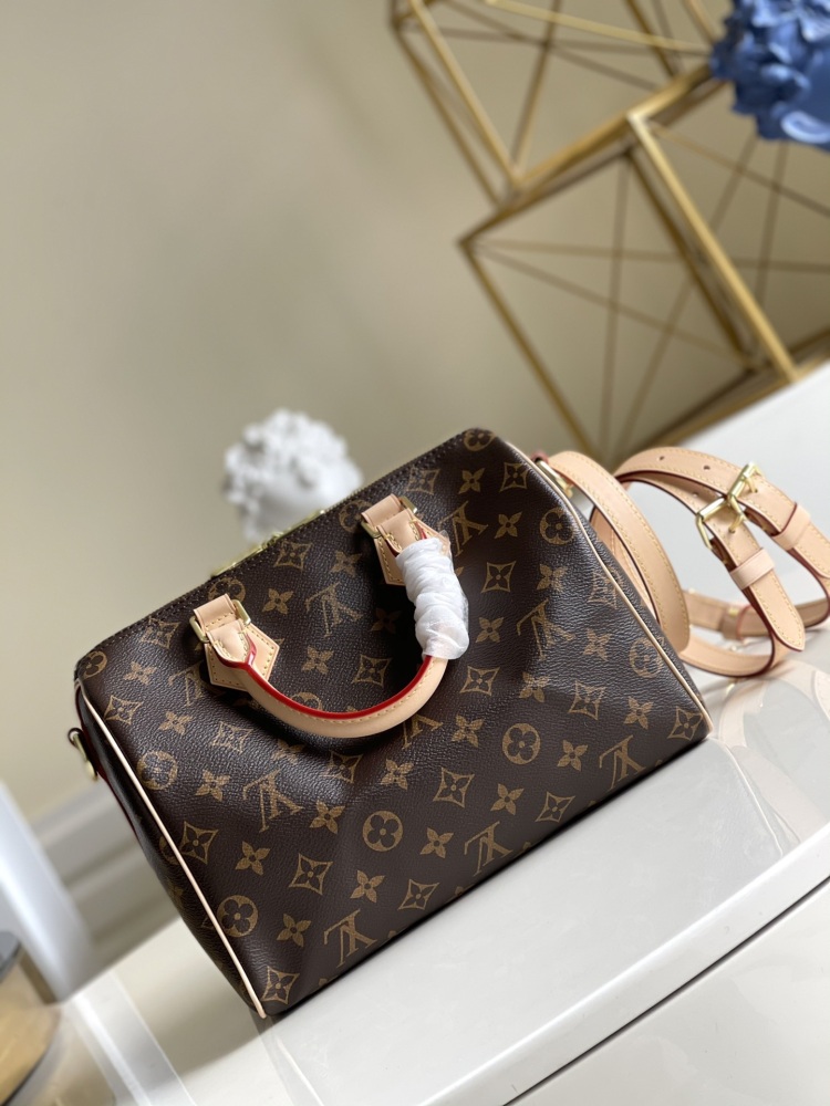 LV M41113 paired with the iconic Damier Eb è ne canvas Speedy 25 handbag showcases the classic Louis Vuitton charm