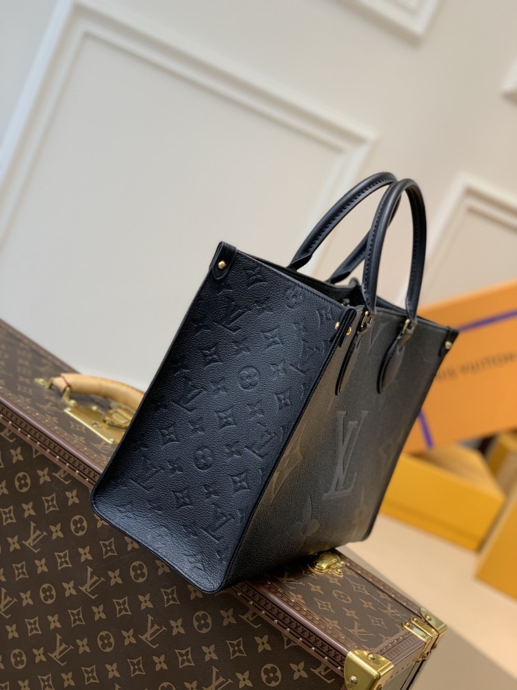 LV M45595 black full leather medium-sized Onthego handbag for work, shopping or weekend travel, pick it up and set off immediately