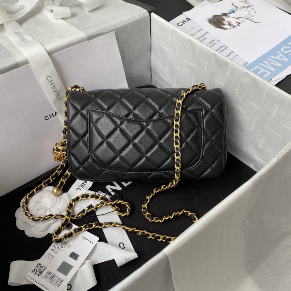 Chanel AS1787 Explosive Metal CF Mini Lid Bag with Hollow Braided Rope, Golden Ball Chain with a Small Golden Ball, Too Exquisite and Perfect, Global Shortage