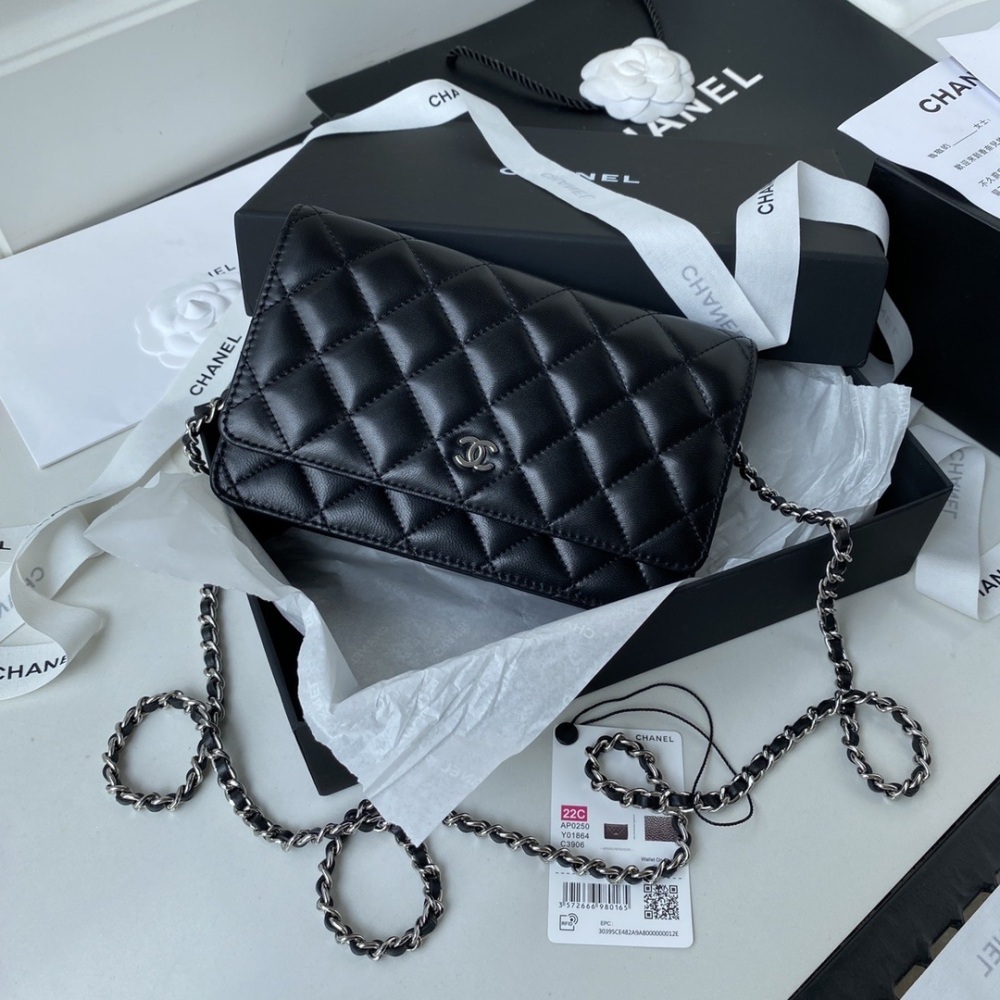 Chanel XP620 Sheepskin Silver Buckle Summer Essential Suction Buckle WOC Wealth Bag Sheepskin Classic Diamond Grid and Leather Through Metal Chain Classic Design Super Great